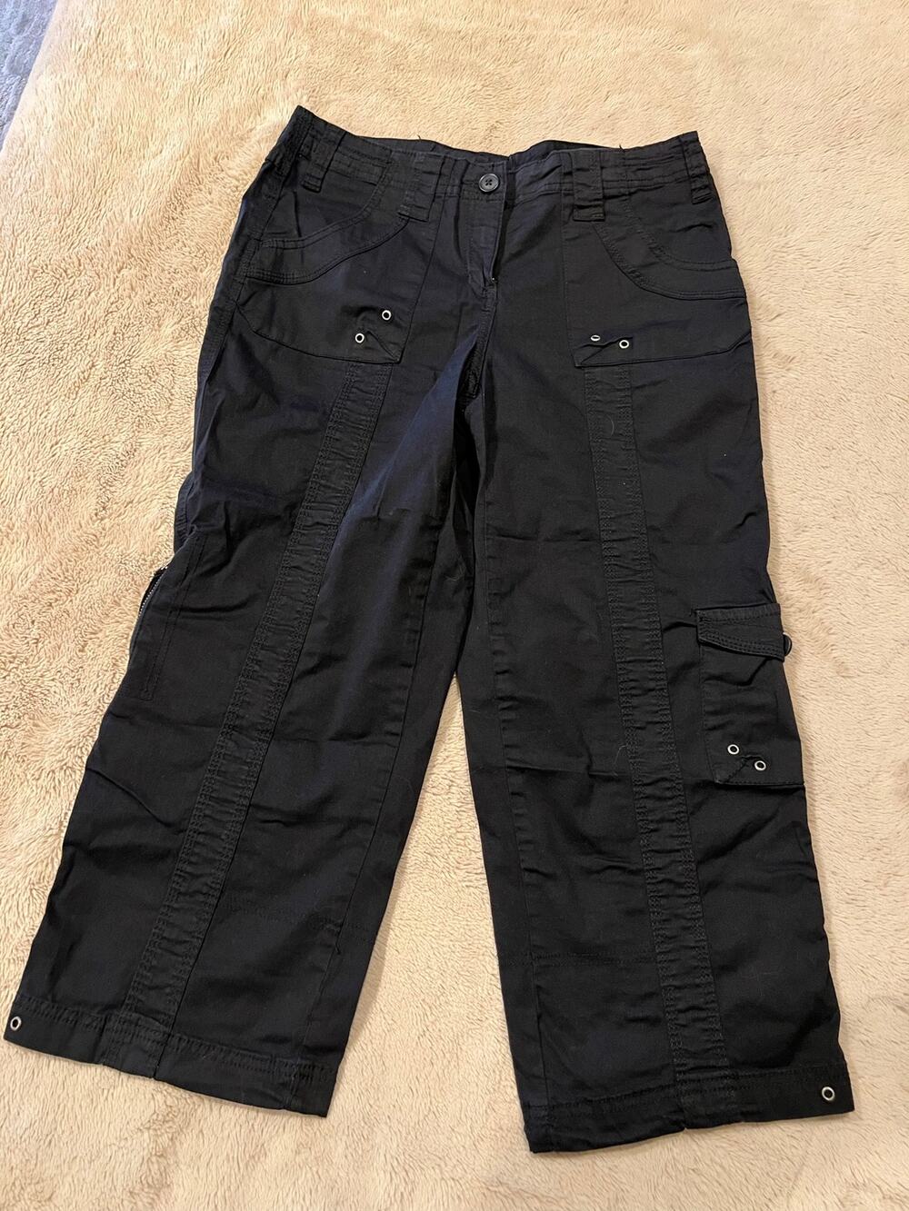 Style & Co Women's Size 8 Black Cargo Capri Pants Casual Pockets
